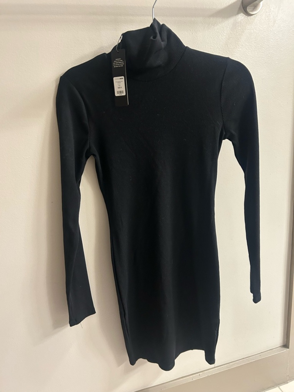 Fashion Nova Black Ribbed Turtleneck Mini Dress - Picture 1 of 1